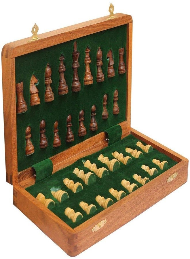 Medieval Replicas Magnetic Travel Chess Board Set - Classic Wood Staunton 7 X 7 Inch Pocket Chess Set with Folding Game Board Handmade in Fine Rosewood - Image 1